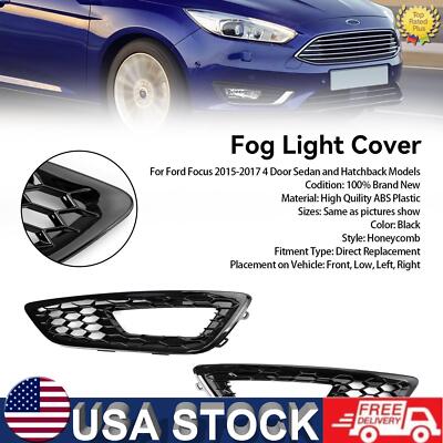 Pair Front Bumper Fog Light Lamp Cover Bezel Grill fit Ford Focus 2015-2017 T5