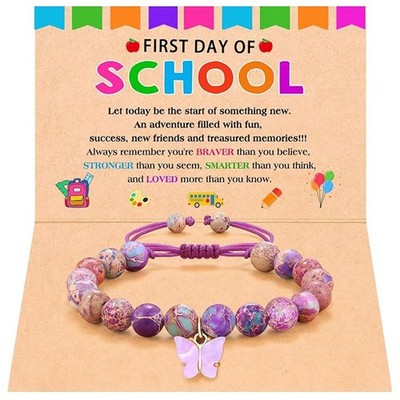 BelleVive Elegante braccialetto con farfalla in pietra naturale, scuola