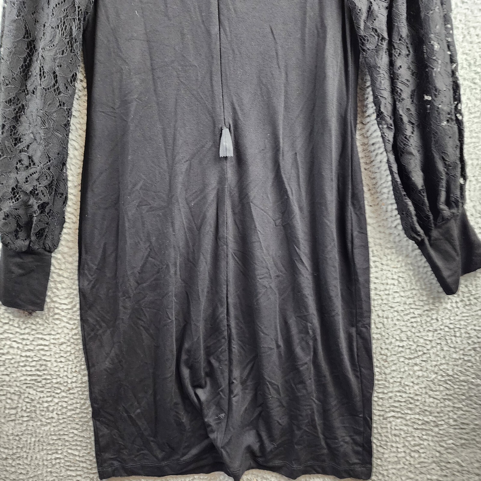 Karen Kane Lace Sleeve V-Neck Dress Women's Medium Black Long Sleeve Back Zip - Picture 11 of 13