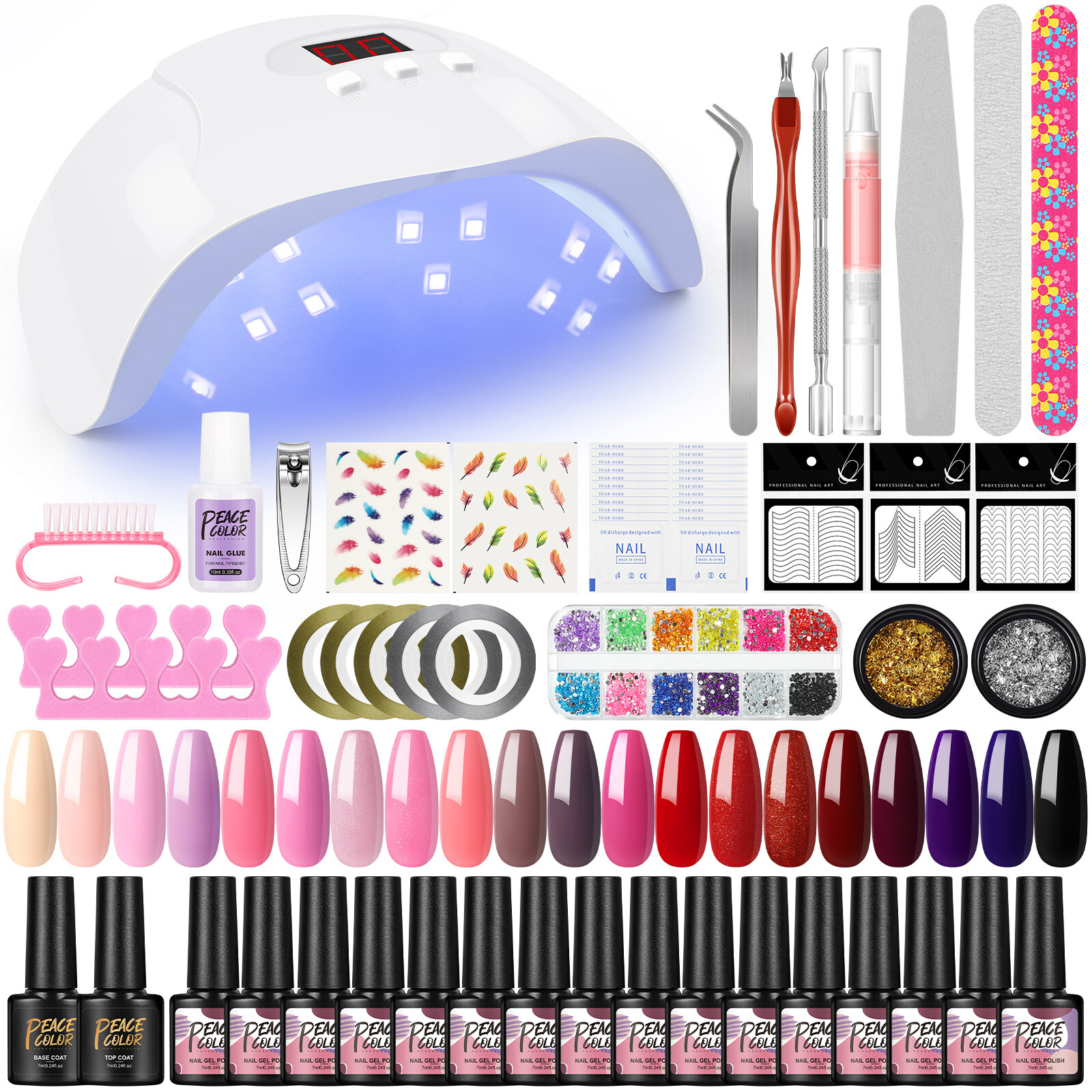 Complete Gel Nail Polish Set With UV Light Starter Kit Nail Varnish Set Beginner