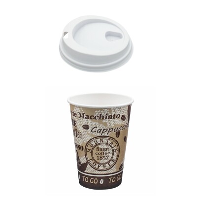 Automatenbecher Kaffeebecher 70,3mm Ø  Coffee Mountain 150 ml Deckel zur Auswahl
