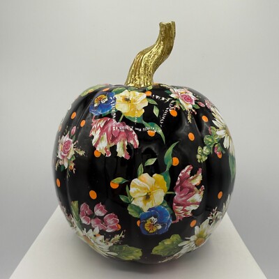 MacKenzie Childs Black Flower Market Medium Pumpkin   Perfect!