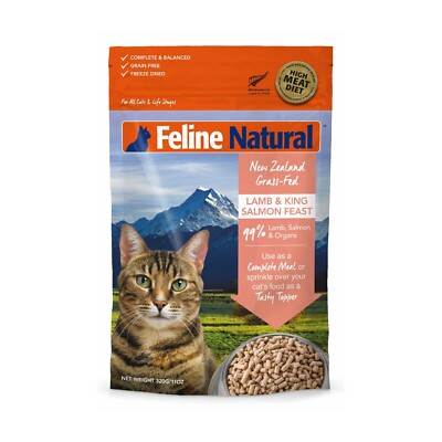Feline Natural Grain-Free Freeze Dried Cat Food (Lamb & Salmon, 11 Ounce (Pac...