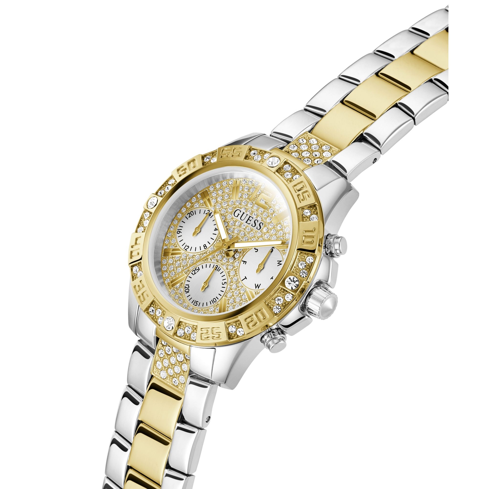 Pre-owned Guess Ladies Watch Wristwatch Majesty Gw0771l3 Stainless Steel