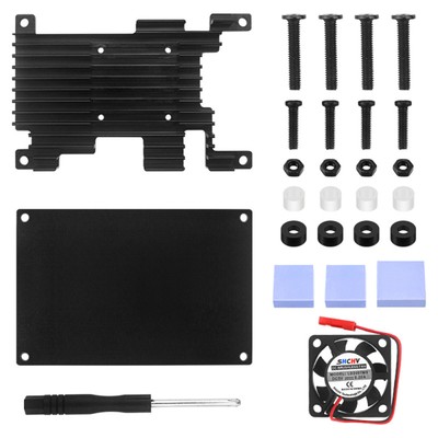 E Aluminum Case with Active Passive Cooling Fan Heatsink Set for Orange Pi 3 LTS