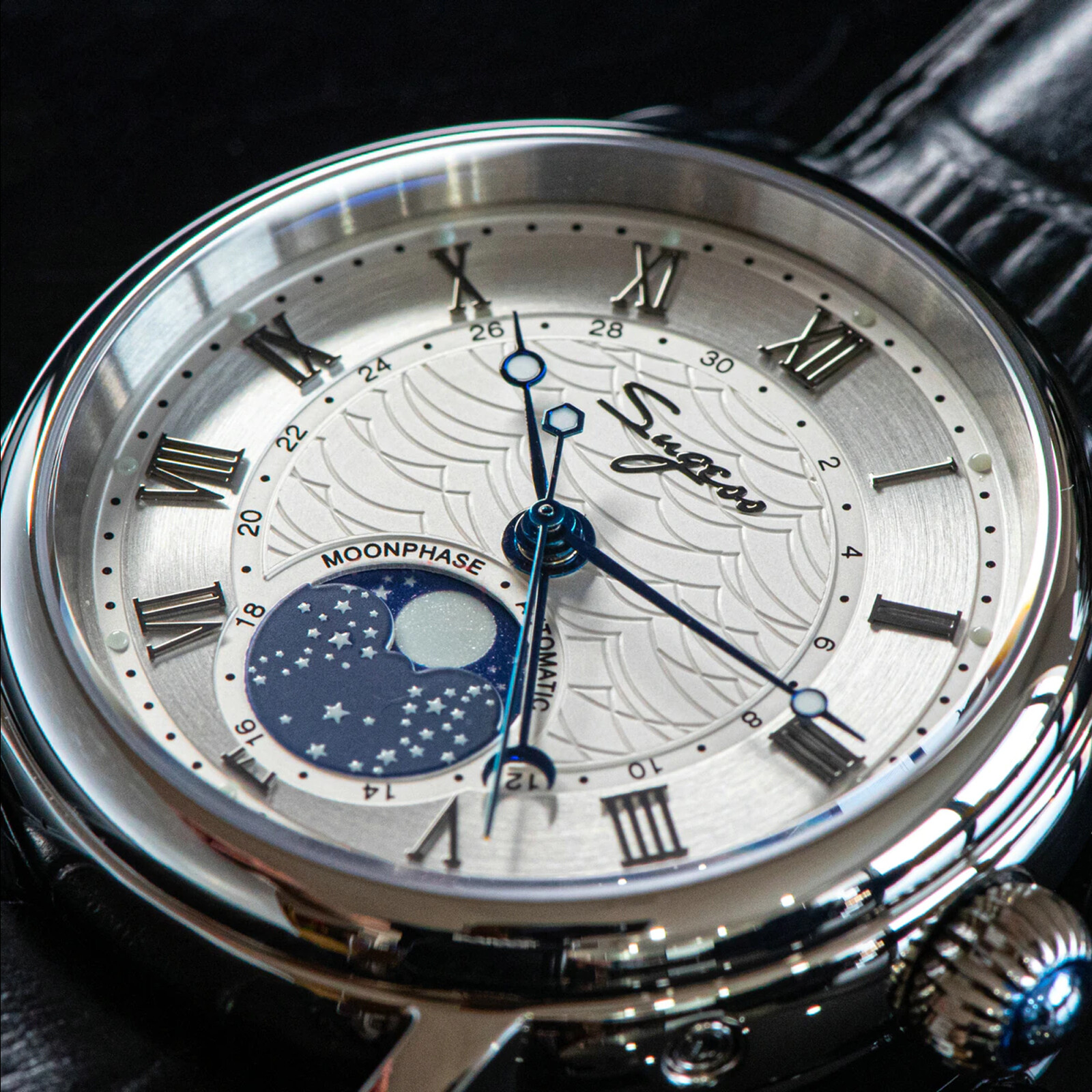 Pre-owned Sugess Moonphase Master High Beat Mechanical Mens Watch Seagull 1963 Su2108sk