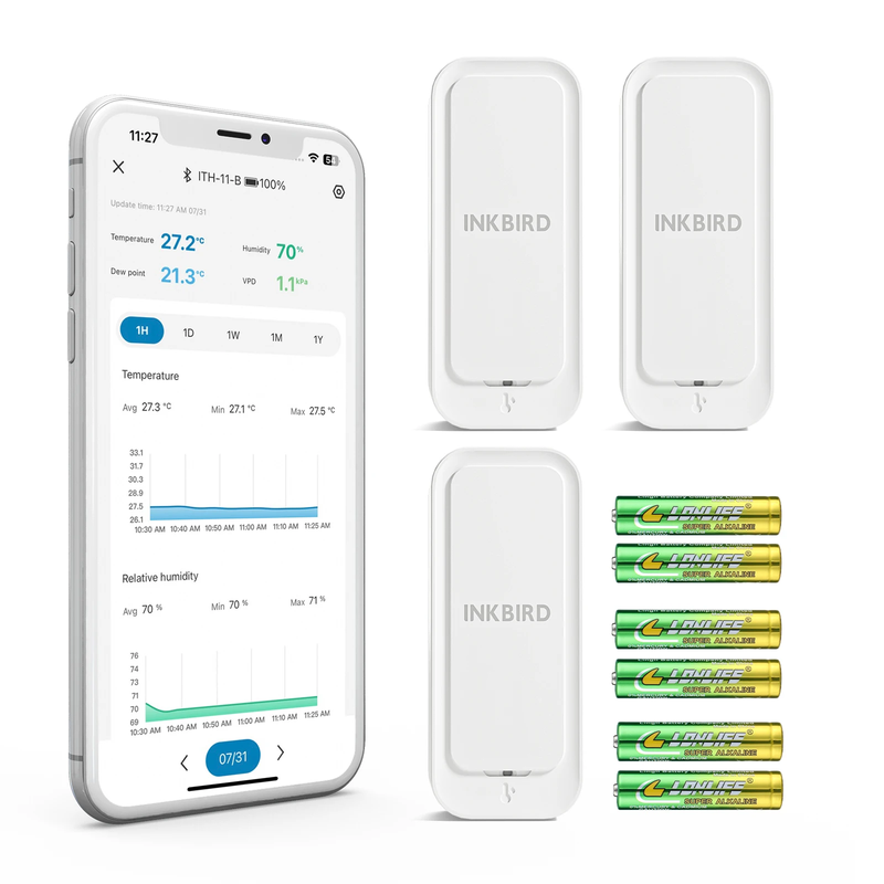 ITH-11-B Bluetooth Thermo-hygrometer, IP65 Temperature Humidity Monitor, APP Rem