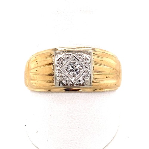 14KT TWO-TONE MEN'S DIAMOND SOLITAIRE RING SIZE 11, 5.0