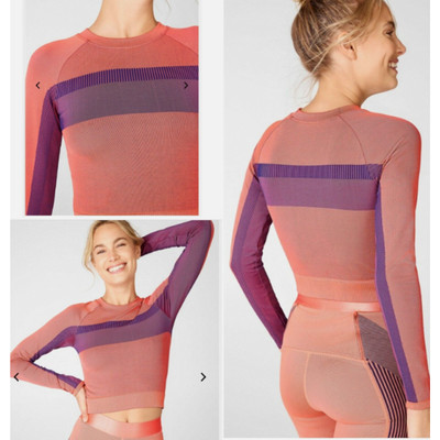 Fabletics Tory Cropped Seamless Long Sleeve Shirt Top Fitness XS 0-2 BOGO 