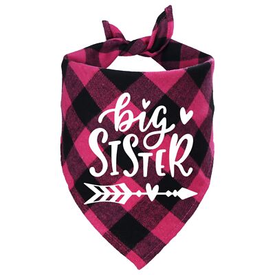 STMK Big Sister Plaid Dog Bandana Pregnancy Announcement Plaid Dog Bandana Ge...