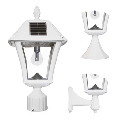 Gama Sonic Baytown II Bulb White Outdoor Solar Post Light, Single Light with 3 M