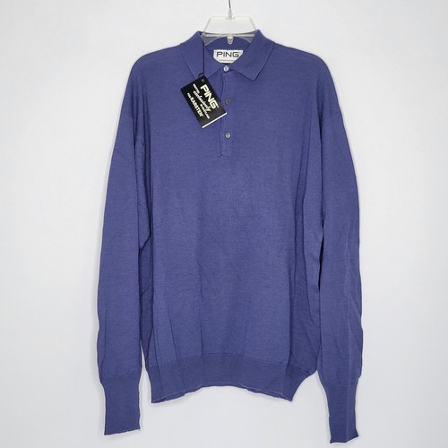 Vintage Men's Ping for Karsten XL Polo Sweater Blue Wool