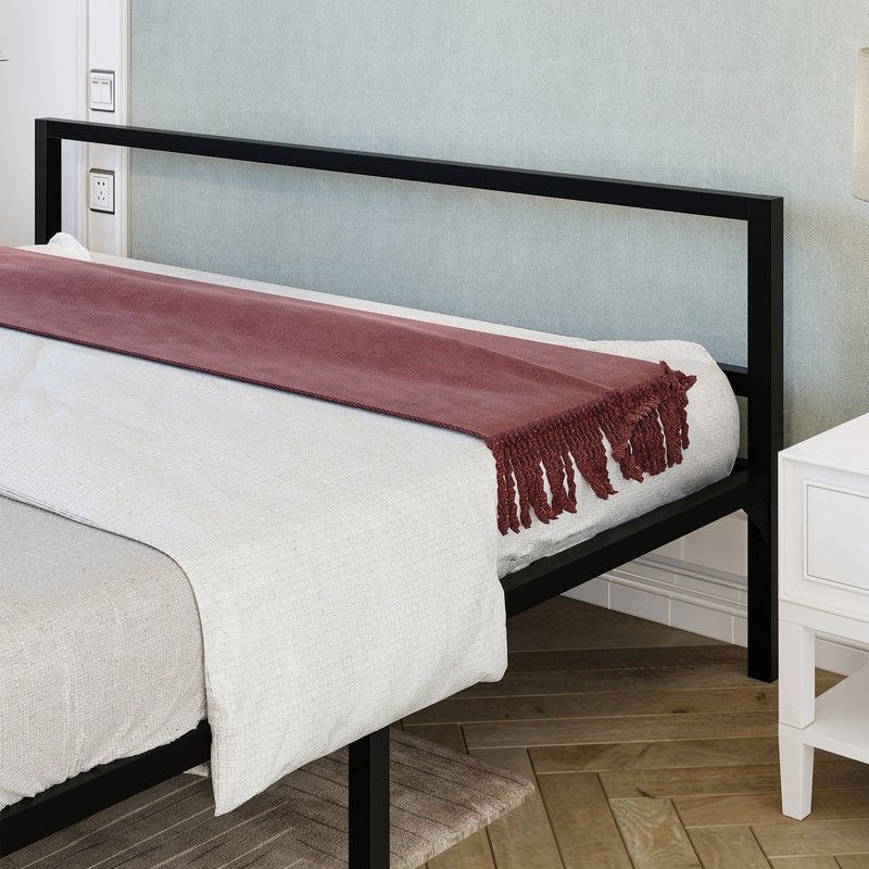 TAUS King Size Bed Frame Heavy Duty Metal Platform Mattress Headboard Bedroom