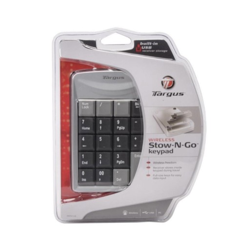 TARGUS Wireless USB Stow-N-Go PC Full Size Travel Keypad Keyboard Silver & Black