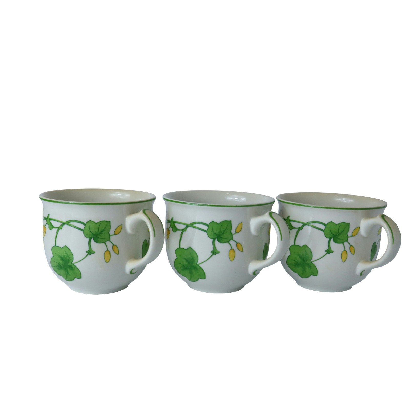 Villeroy Boch Geranium Tea Cups Yellow Floral Green Vine Set of 3
