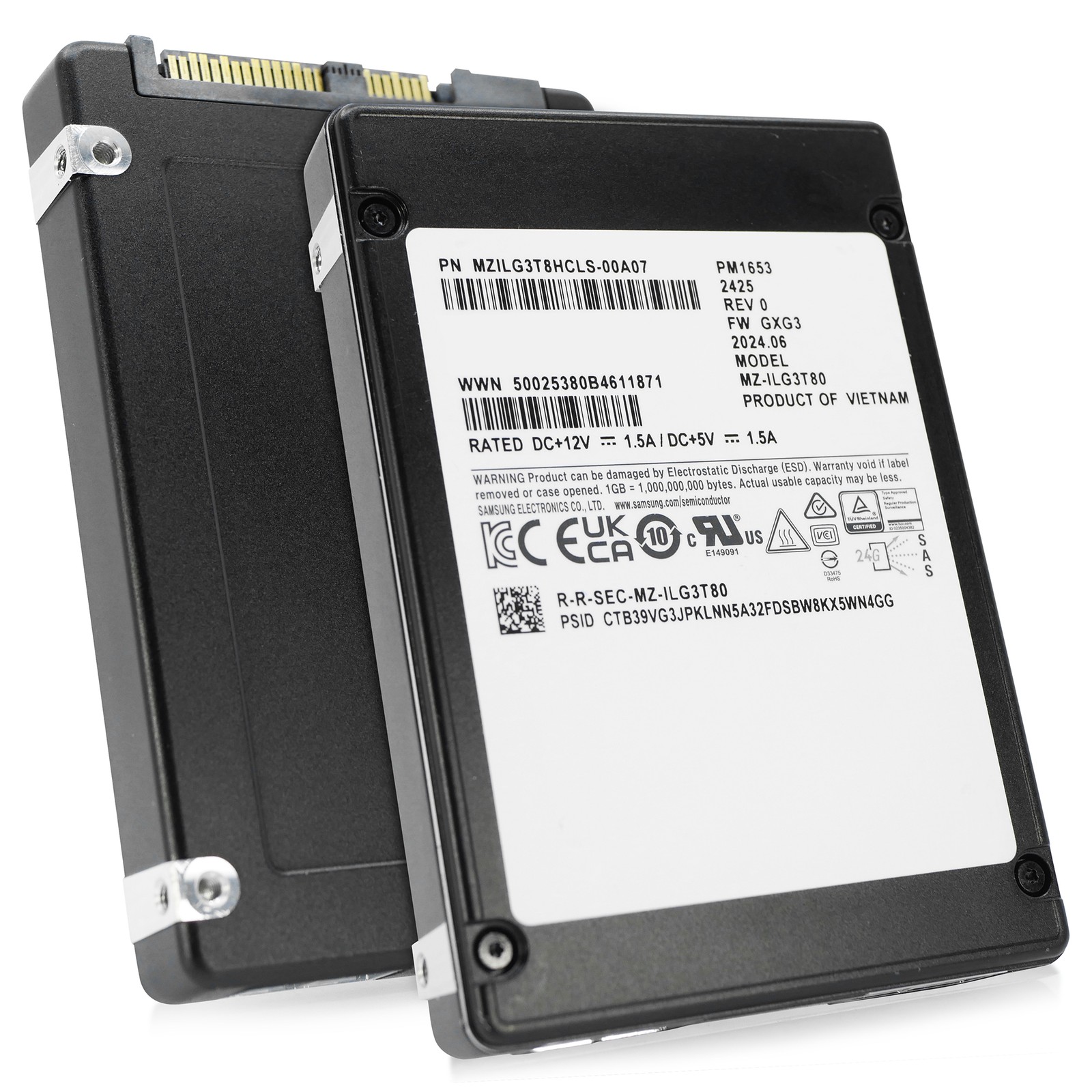 Samsung PM1653 3.84TB MZILG3T8HCLS SAS-4 24Gb/s 3D TLC 1 DWPD 2.5" SSD