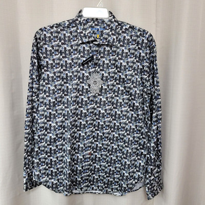 Visconti Black Daggered Line Shirt Signature Collection Shirt Men's Size L NWT