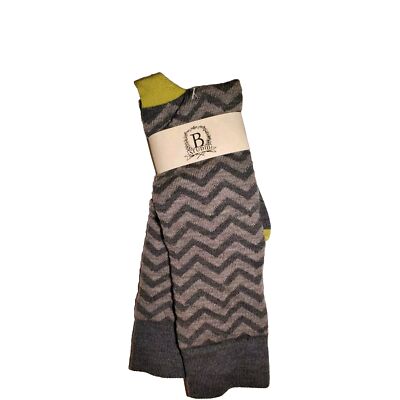 Men's Cashmere Blend Calf Socks B.studio (B.ella Private Label) Gray W/ Lime Toe