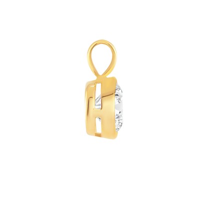 Pre-owned Shine Brite With A Diamond 3 Ct Round 14k Yellow Gold Simulated Diamond Solitaire Pendant Necklace Bezel 18 In White/colorless