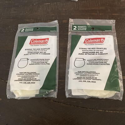 (2) Packs Coleman String-Tie #20 Lantern Mantles NEW (4 total)