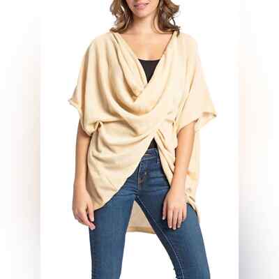 Women's Save The Ocean Recycled Knit Twist Poncho OS NWT cream oversized
