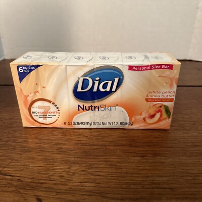 6 Pack Dial Bar Soap Nutriskin Revitalize White Peach & Shea Discontinued 3.2 Oz