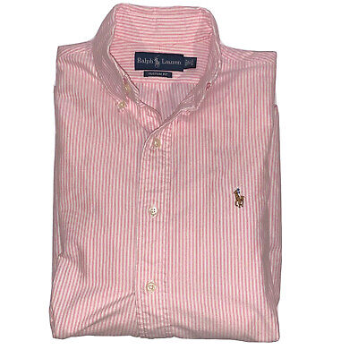 ポロラルフローレン・メンズ・カスタムは、15  32/33のピンクのホワイトが縞模様にするロングスリーブ・シャツ・サイズに合いましたのeBay公認海外通販｜セカイモン