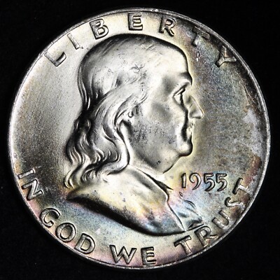 1955 Bugs Bunny Toned Franklin Half Dollar CHOICE BU UNCIRCULATED MS E759 ZEP
