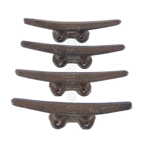 4 Cleat Boat Hooks Handles Cast Iron Ship Dock Nautical Decor Rustic Finish 5 in