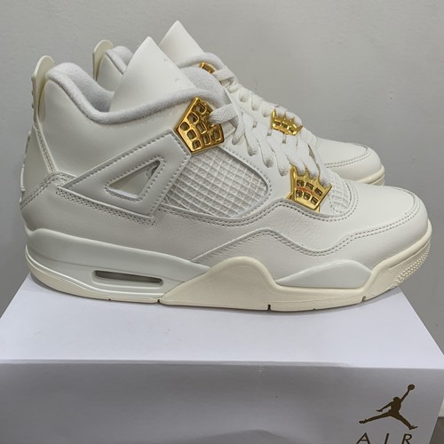 Pre-owned Jordan Air  4 Retro Metallic Gold 2024 Women Size 12w/10.5m Aq9129-170 In White