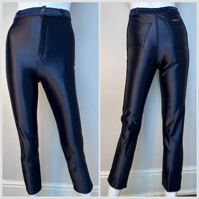 Vintage 1970s Shiny Black Slim Stretch Disco Pants 70s Druthers Sandy Grease