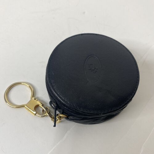 Christian Dior Black Leather Coin Purse Key Pouch Zip Aound Christian Dior Black Leather Coin Purse Key Pouch Zip Aound