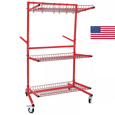 Parts Management Storage Rack Mobile Auto Body Rolling Parts Cart Car Tools