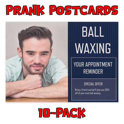(10-Pack) Prank Postcards - Ball Waxing - Send Them To Your Victims Yourself