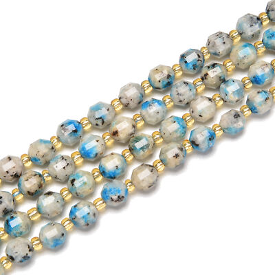 K2 Jasper Pism Cut Double Point Faceted Round Beads Size 8mm 15.5'' Strand (8mm)