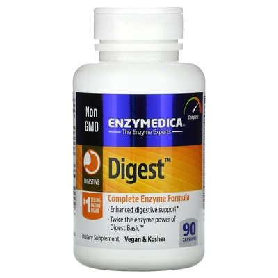 Enzymedica Digest Complete Enzyme Formula 90 капсул без казеина, без молочных продуктов,