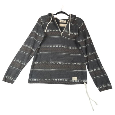 Vans Off The Wall Mens Small Hoodie 1/4 Zip Sweatshirt Grey Tribal Stripes