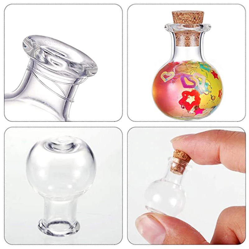 10pcs Small Mini Glass Bottles with Wooden Cork-Tiny Wishing Vials for Art Craft