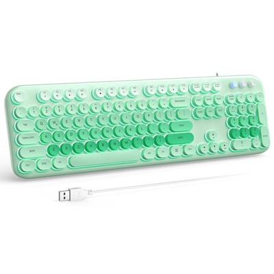 Wired Backlit Keyboard, Full Size USB Keyboard with Colorful Keycaps, Numeric...