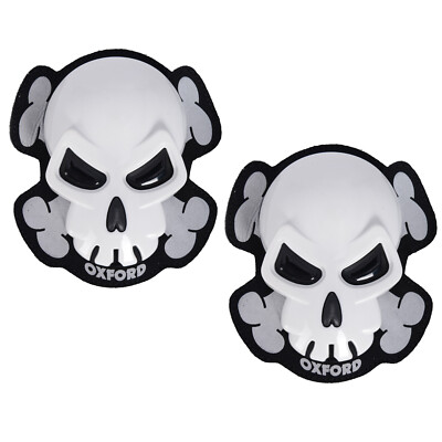 Oxford Skull Motorcycle Knee Sliders Track Race Motorbike Knee Pads White Black