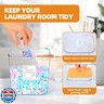 ASMALAM 4 Pack Laundry Room Organization Storage Containers Acrylic Jars and Dryer Sheet Container with Lids and Labels for Laundry Detergent Laundry Pods Containers Dry Sheet Organizing