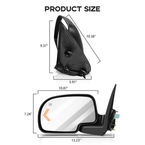 Side View Mirror Power Heated Turn Signal Driver Left Door For 2003-07 GMC Chevy