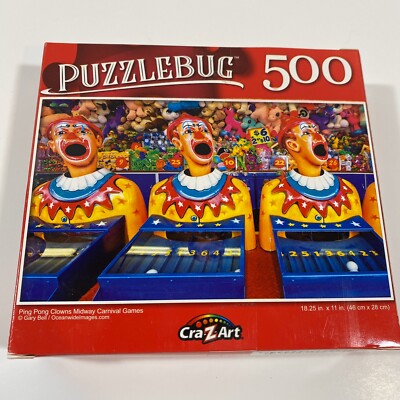 PuzzleBug Ping Pong Clowns Midway Carnival 500 Piece Puzzle
