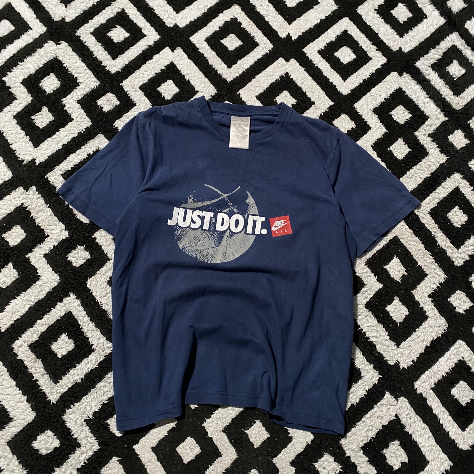 Vintage Nike Unisex Navy Blue Cotton T-Shirt Size L Air Just