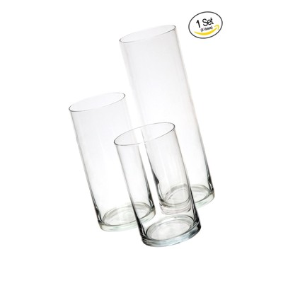Royal Imports Glass Cylinder Vases Set Of 3 Decorative