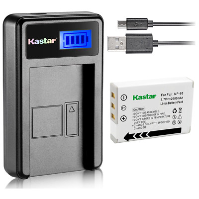 Kastar Battery LCD Charger for Fuji NP-95 & Fujifilm FinePix REAL 3D W1 Camera