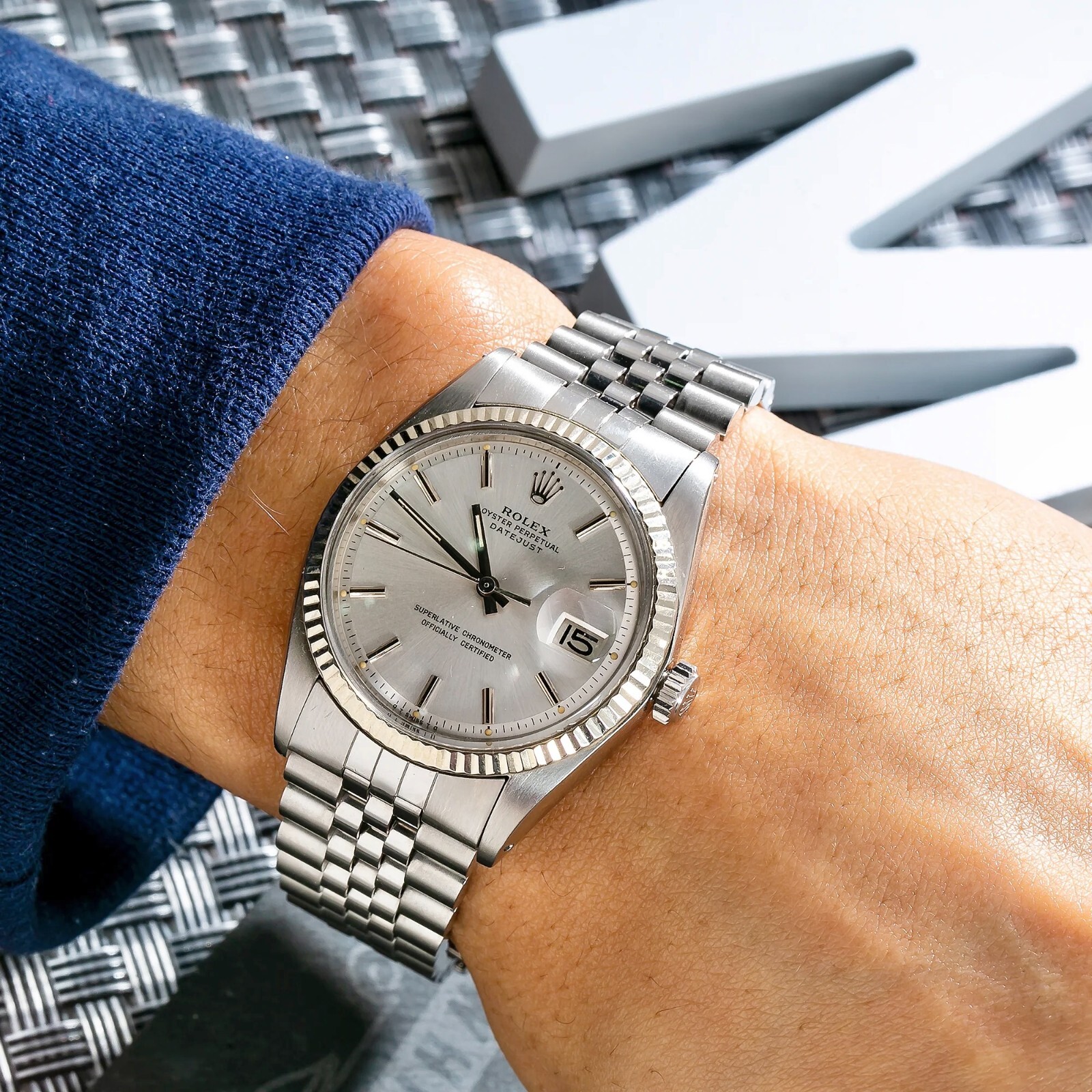 Rolex 16014 DATEJUST モザイクダイヤル 36mm 腕時計 Rolex Datejust 1601 36mm Silver Dial Jubilee Bracelet