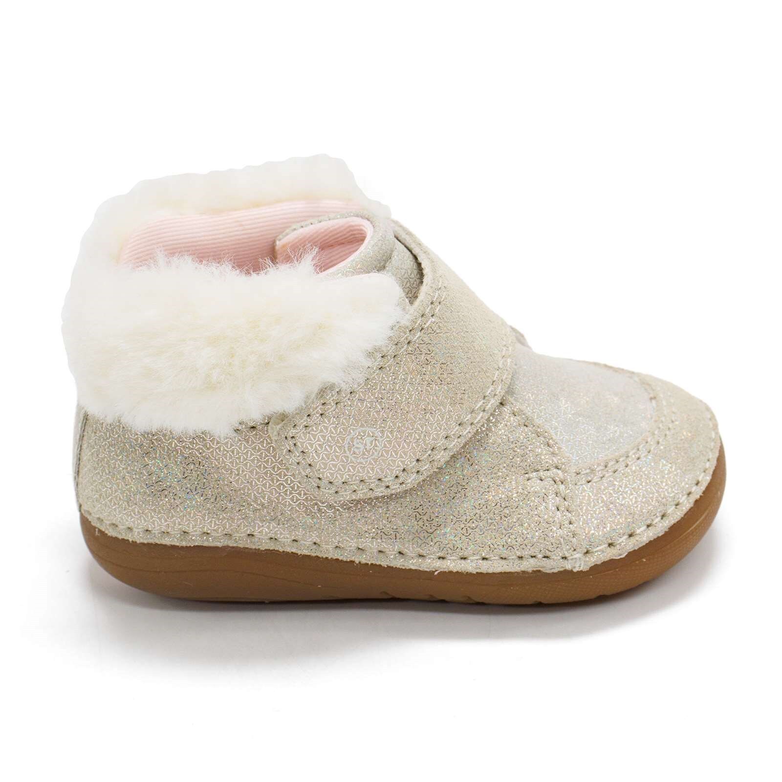 

Пинетки из искусственного меха Stride Rite Mateo цвета шампанского для маленьких девочек, размер НОВЫЙ, Золотой