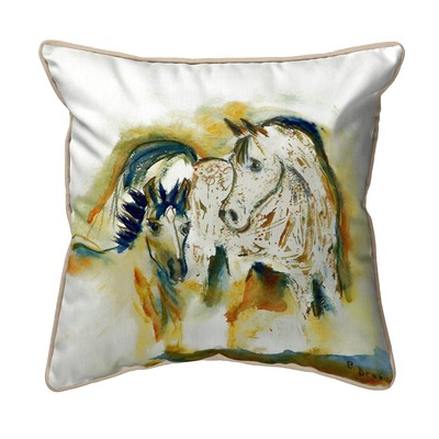 Betsy Drake Mare & Colt Large Indoor Outdoor Pillow 18x18