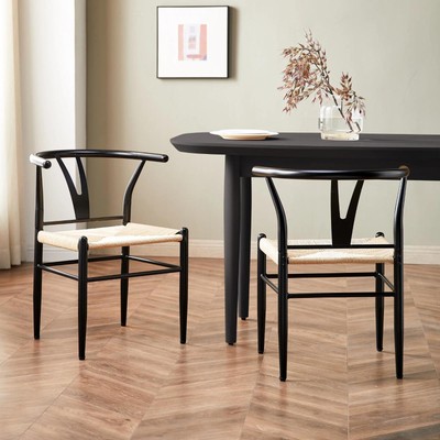 S Metal Base With Wood Effect Weave Twine Seat